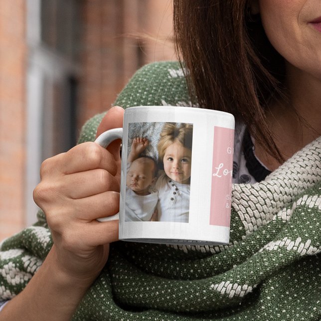 Café Nós Amamos Você | 2 Colagem de Fotos | Caneca de C (Criador carregado)
