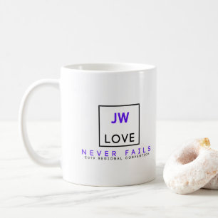 Café O amor nunca falha a caneca de JW