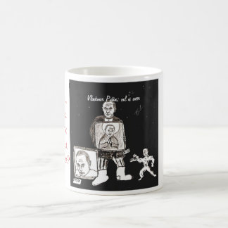 Café O óleo de Vladimir Putin está sobre a caneca de