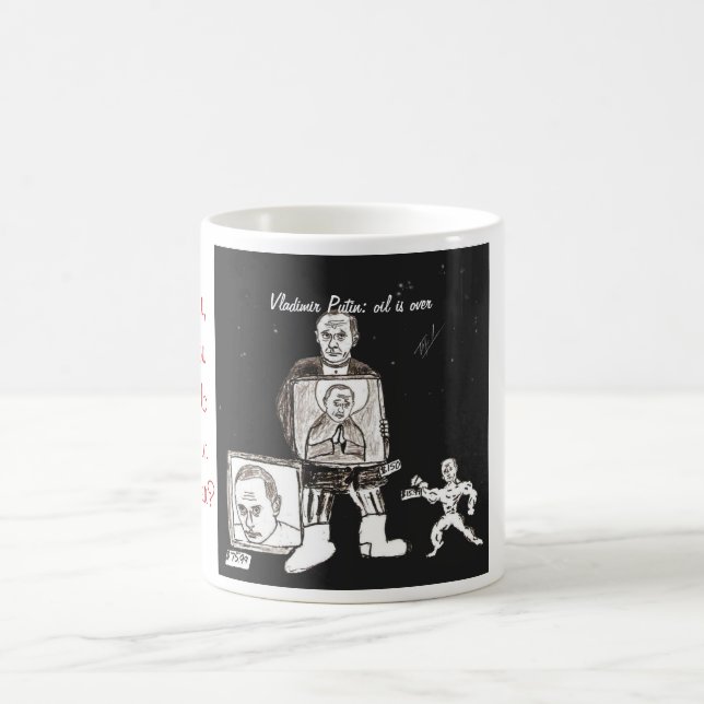 Café O óleo de Vladimir Putin está sobre a caneca de (Centro)