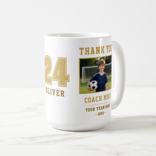 Café Obrigado Treinador Nome da Equipe Número Caneca de (Frente Esquerda)