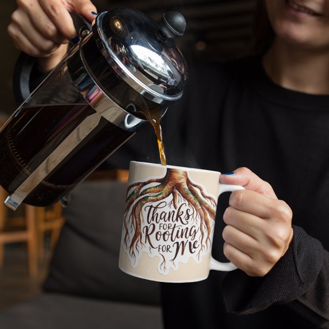Café Obrigados De Raiz Para Mim Caneca (Show gratitude for your support with this, "Thanks for rooting for me" watercolor tree root mug! )