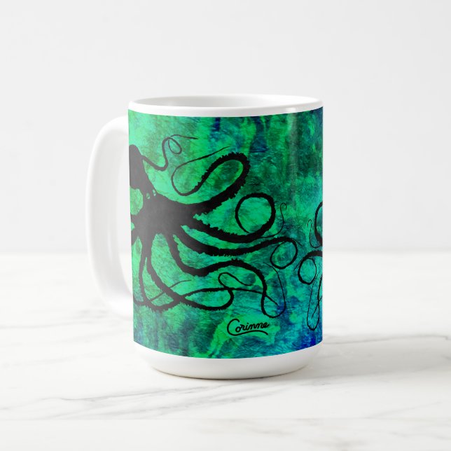 Café Octopus de Sybille - 15 oz. Caneca (Frente Esquerda)
