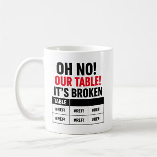 Café OH NÃO Nossa Tabela Está Quebrada Caneca de Erro d