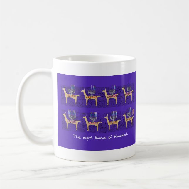Café Oito lhamas de caneca Hanukkah (Esquerda)