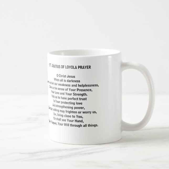 Café Oração contra o desespero St Ignatius da caneca de (Direita)