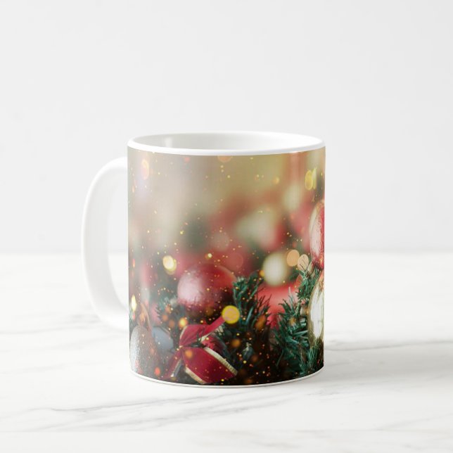 Café ornamento decorativo da coroa natalícia caneca de  (Frente Esquerda)