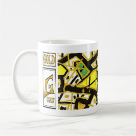 Café OURO – Caneca de Arte Jumbo | Design de Luxo Abstr