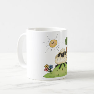 Café Ovelha Em Uma Caneca De Colina