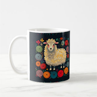 Café Ovinos com caneca de fio de lã colorida