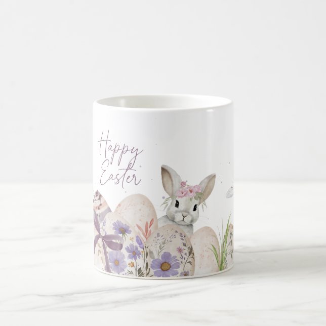 Café Ovos de Páscoa Florais Caneca Feliz Páscoa (Centro)