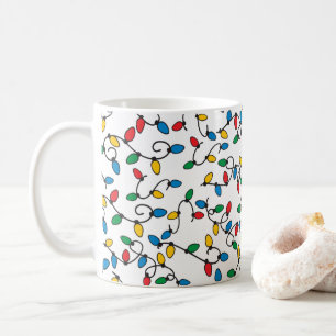 Café Padrão Colorido de Luzes de Natal Caneca Divertida