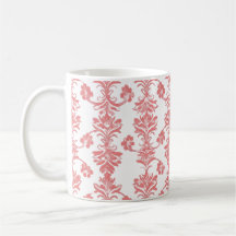 Padrão de Damasco de Coral Elegante – Caneca Flora