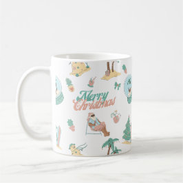Café Papais noeis tropicais Feliz Caneca de Natal