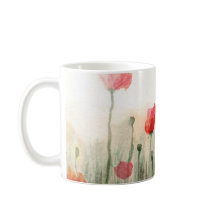 Papoulas aguarela floral, caneca de arte de jardim