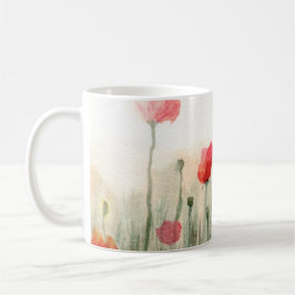Café Papoulas aguarela floral, caneca de arte de jardim