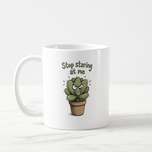 Café Pare de Me Encarar – Caneca Divertida de Suculenta (Esquerda)