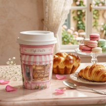 Café Parisiense Bonjour Bebê Rosa Chá de Bebê