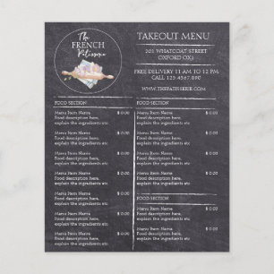 Cafe Patisserie Bakery Menu de Compras Comerciais