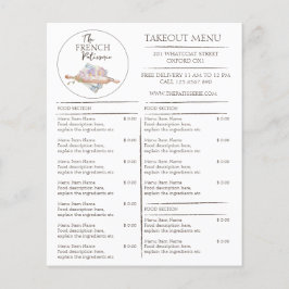 Cafe Patisserie Bakery Menu de Compras Comerciais