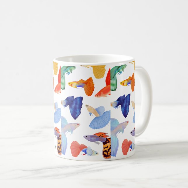 Café Peixes Caprichosos Coloridos – Presente de Caneca  (Frente Esquerda)