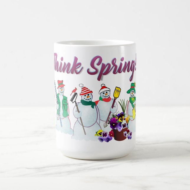 Café Pense bonecos de neve do primavera com caneca dos (Centro)