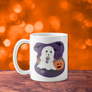 Café Pequeno Fantasma Bonito - Caneca de Halloween