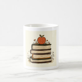 Café Pilha de Livros do Professor Maçã Caneca