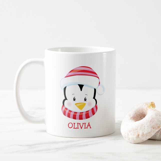 Café Pinguim Bonito Personalizado Caneca de Natal (Com Donut)
