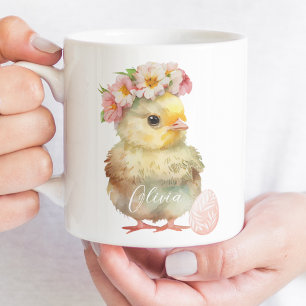 Café Pintinho de Páscoa de aquarela e caneca de Páscoa