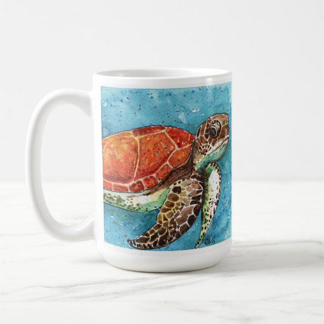 Café Pintura por Aquarela - Caneca de Tartaruga Marinha (Esquerda)