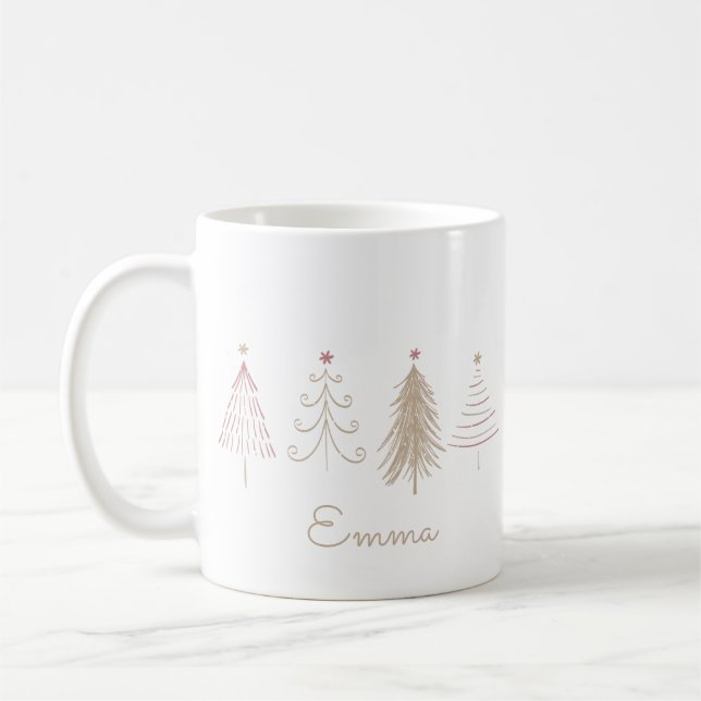 Café Pinus de inverno, cor-de-rosa, caneca de Natal (Esquerda)