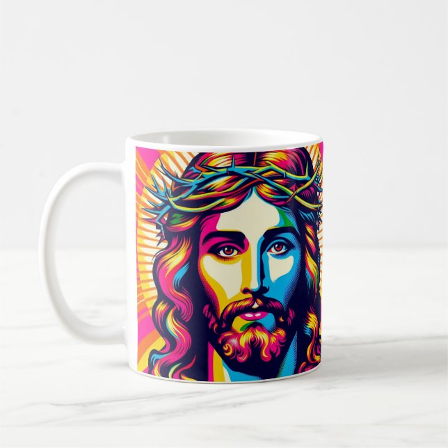 Café Pop de arte colorida, caneca de Jesus! (Esquerda)