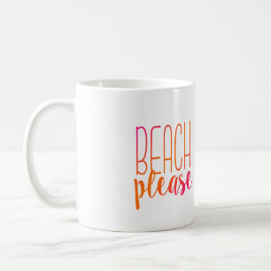 Café Praia por favor caneca cor-de-rosa e alaranjada de