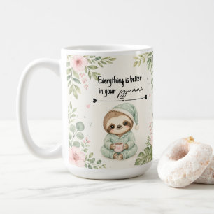 Café Presente de Caneca Tudo Melhor com Pijama Preguiça