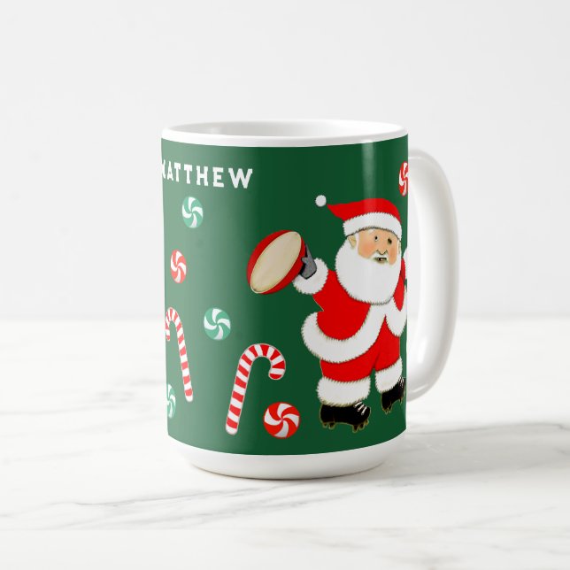 Café Presente de Férias de Rugby Personalizado Caneca d (Frente Esquerda)