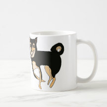 Preto engraçado & bonito e caneca do cão de Tan