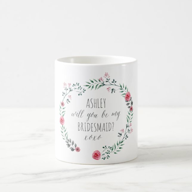 Café Proposta de Bridesmaid, caneca de aquarela botânic (Centro)