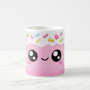 Café Protetor de Caneca Rosa e Branco   Cute Purpurina 