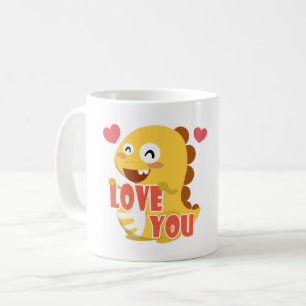 Café Queda de VIPKID na caneca de Dino do amor