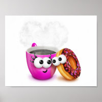 Café Quente E Poster Rosquinha