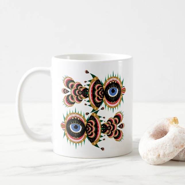 Café Quimera - Pássaro Clássico de Peixe - Caneca (Com Donut)