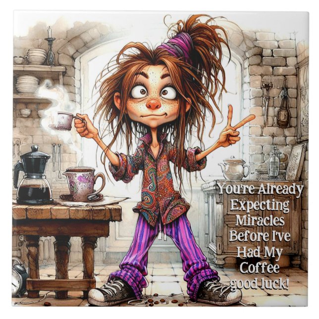 Café Quirky Espera Azulejo cerâmico (Frente)