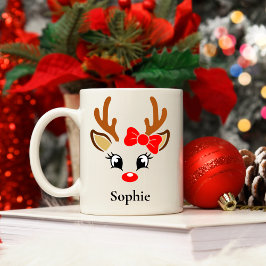 Café Raparigas Personalizadas Reindeer Caneca de Natal