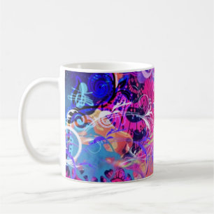 Café Redemoinhos de Neon Caneca Rosa e Roxa Psicodéli