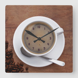 Café - Relógio de Parede Quadrado