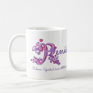 Café Renée ou R nome inicial, que significa caneca de a