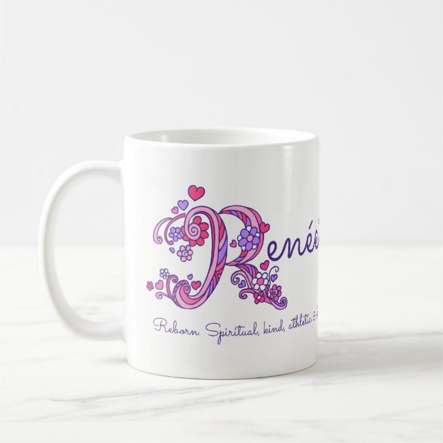 Café Renée ou R nome inicial, que significa caneca de a (Esquerda)