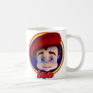 Café Retrato de Leo com caneca do logotipo