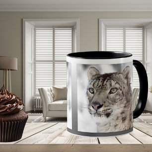 Café Retrato de Leopardo-da-Neve Grande Caneca de Gato